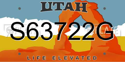 S63722G Utah License Plate