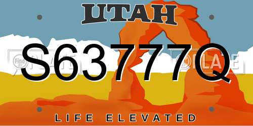 S63777Q Utah License Plate