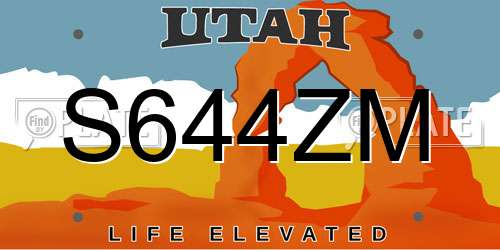 S644ZM Utah License Plate
