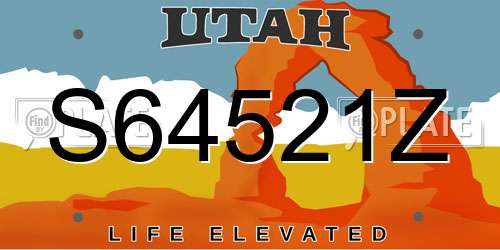 S64521Z Utah License Plate