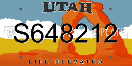 S648212 Utah License Plate