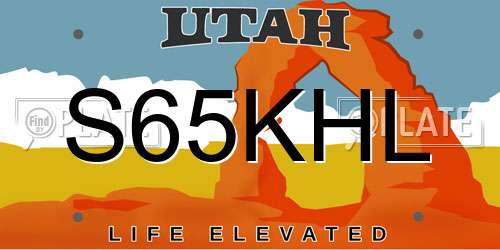 S65KHL Utah License Plate