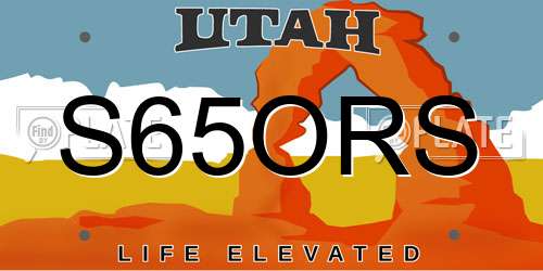 S65ORS Utah License Plate