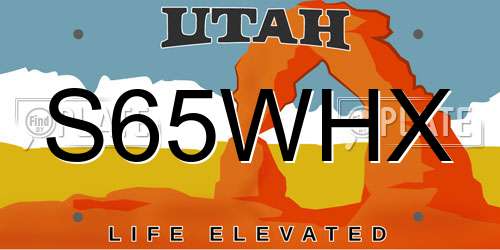 S65WHX Utah License Plate