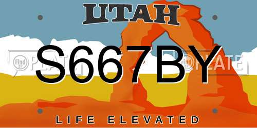 S667BY Utah License Plate