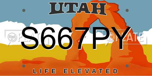 S667PY Utah License Plate