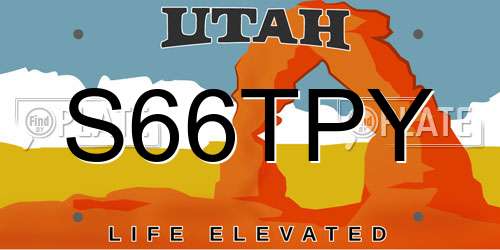 S66TPY Utah License Plate