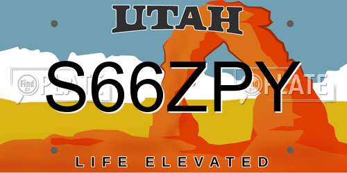 S66ZPY Utah License Plate