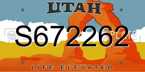 S672262 Utah License Plate