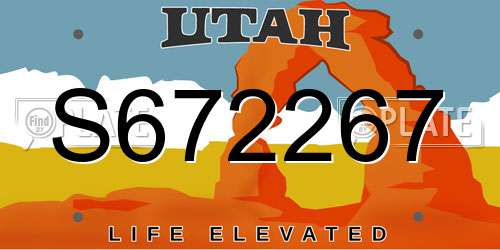 S672267 Utah License Plate