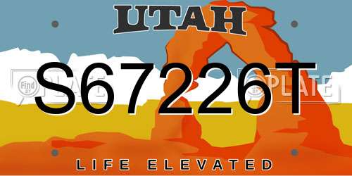 S67226T Utah License Plate
