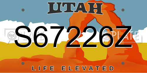 S67226Z Utah License Plate