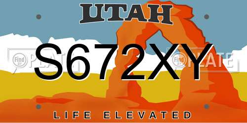 S672XY Utah License Plate
