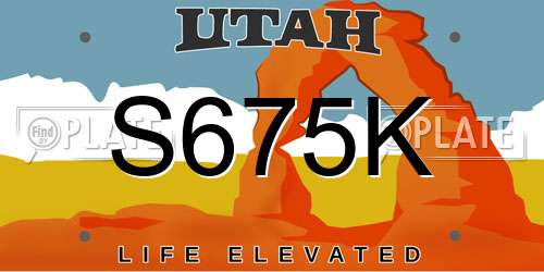 S675K Utah License Plate