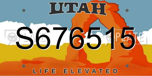 S676515 Utah License Plate
