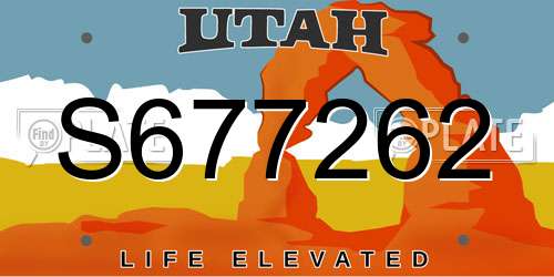 S677262 Utah License Plate
