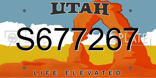 S677267 Utah License Plate