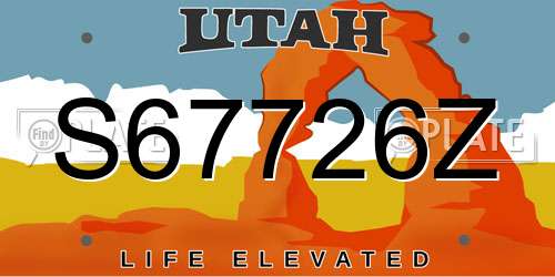 S67726Z Utah License Plate