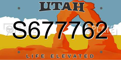 S677762 Utah License Plate