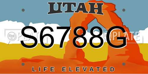 S6788G Utah License Plate