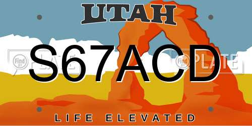 S67ACD Utah License Plate