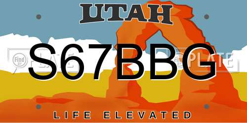 S67BBG Utah License Plate