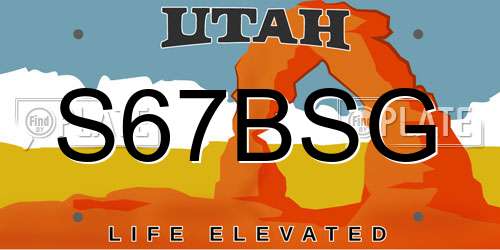 S67BSG Utah License Plate