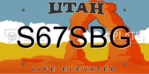 S67SBG Utah License Plate