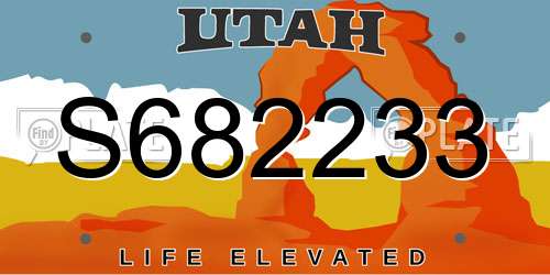 S682233 Utah License Plate