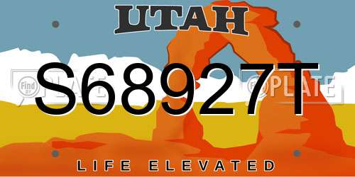 S68927T Utah License Plate