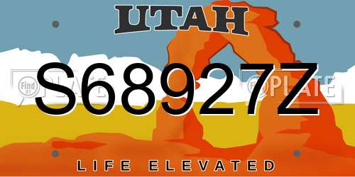 S68927Z Utah License Plate