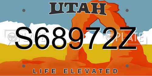 S68972Z Utah License Plate