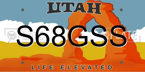 S68GSS Utah License Plate