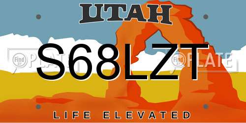 S68LZT Utah License Plate