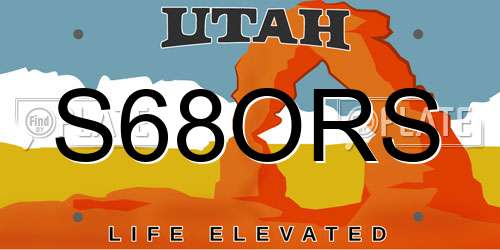 S68ORS Utah License Plate