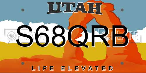 S68QRB Utah License Plate