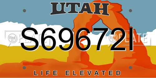 S69672I Utah License Plate