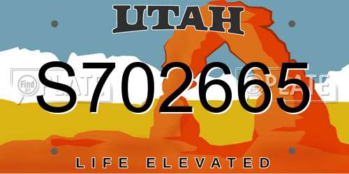 S702665 Utah License Plate