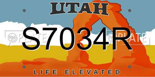 S7034R Utah License Plate