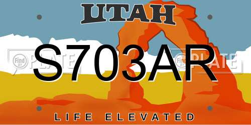 S703AR Utah License Plate