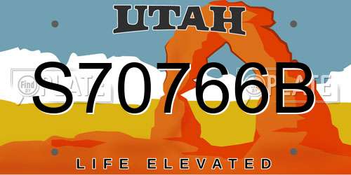 S70766B Utah License Plate