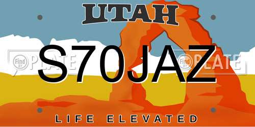 S70JAZ Utah License Plate