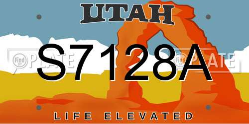S7128A Utah License Plate