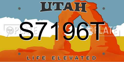 S7196T Utah License Plate