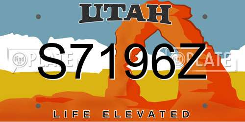 S7196Z Utah License Plate
