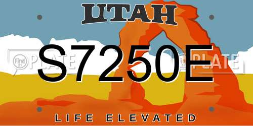 S7250E Utah License Plate