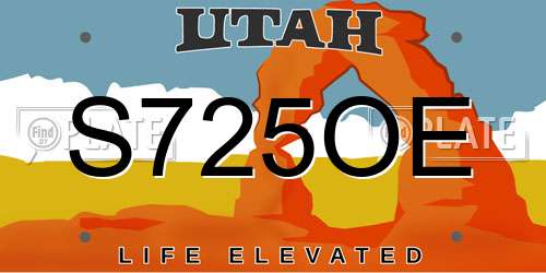 S725OE Utah License Plate