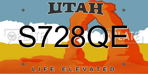 S728QE Utah License Plate