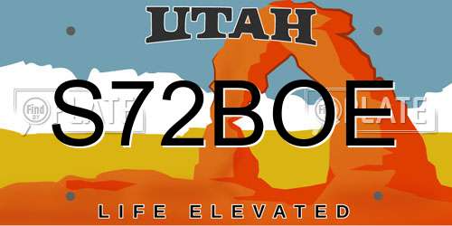 S72BOE Utah License Plate