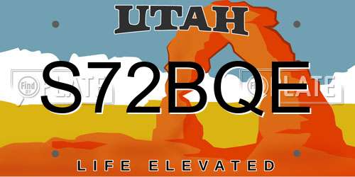 S72BQE Utah License Plate